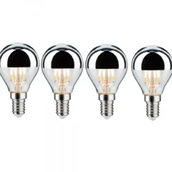 Paulmann No. 5077 Bundle 4xLED Tropfen 4,8W E14 Kopfspiegel Silber Warmweiß dimmbar