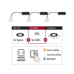Paulmann No. 92478 Einbauleuchte CHOOSE LED-Modul Coin WhiteSwitch 3x6,5W 2700K