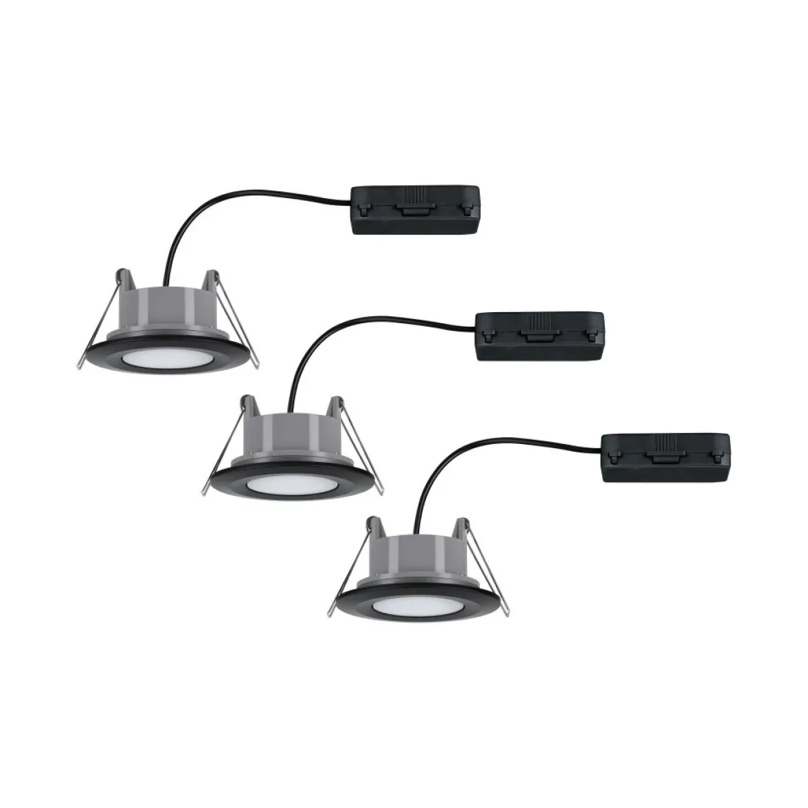 Paulmann No. 99991 Einbauleuchte LED Calla IP65 rund 3er-Set 4000K schwarz