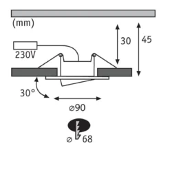 Paulmann No. 99932 Einbauleuchte LED Calla rund Einzelleuchte Chrom matt schwenkbar dimmbar