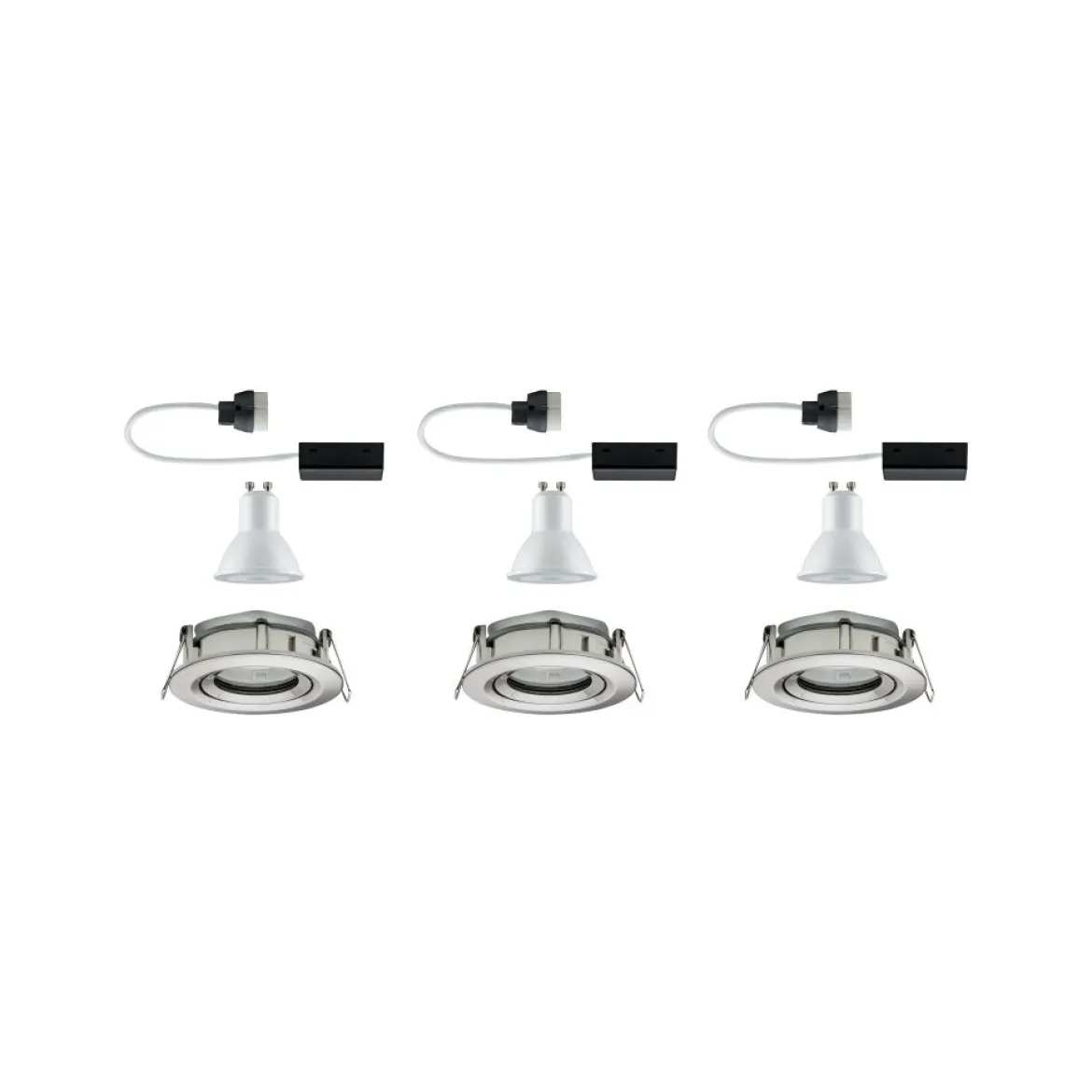 Paulmann No. 92900 Einbauleuchte LED Nova IP65 rund 7W GU10 Eisen 3er-Set schwenkbar
