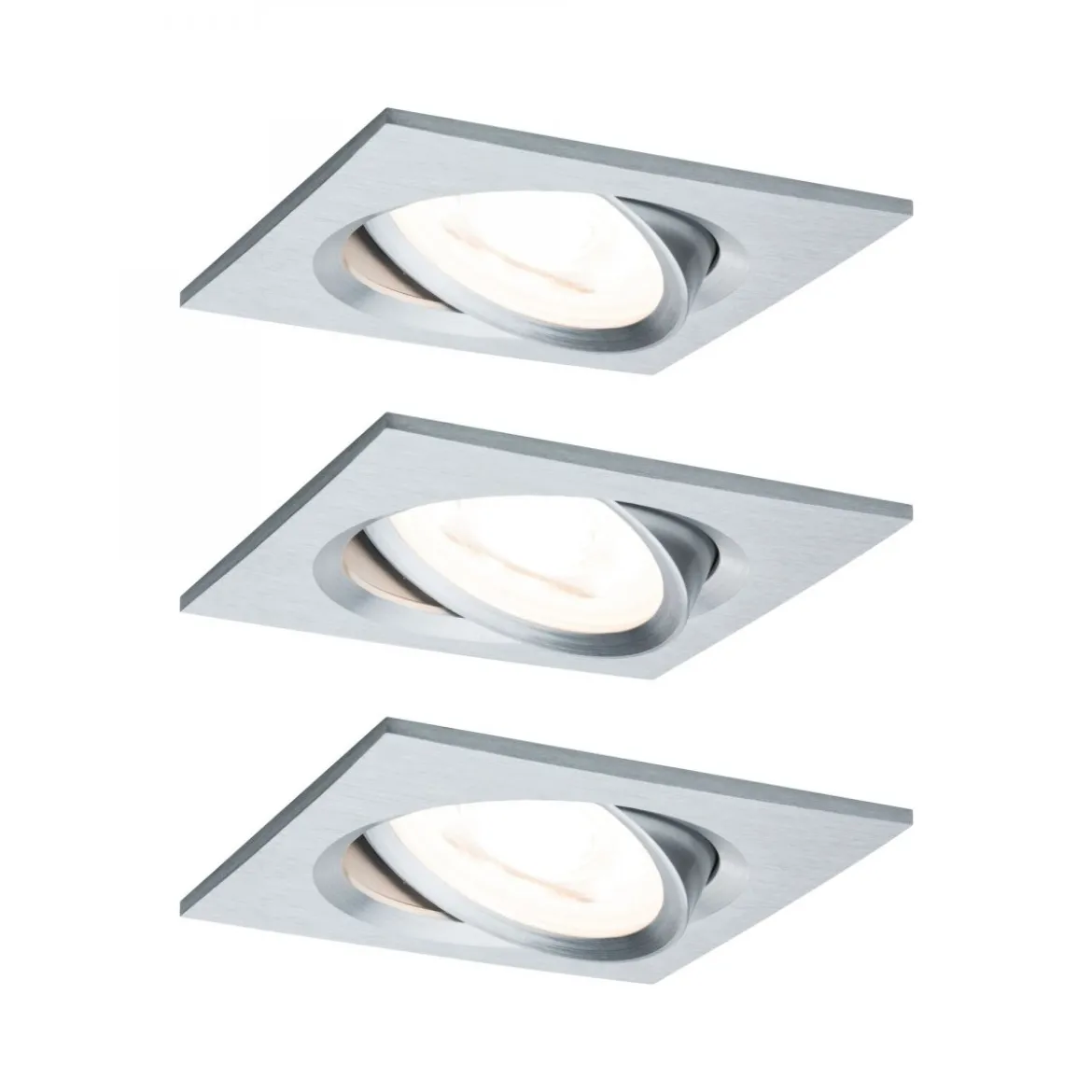 Paulmann No. 93456 Einbauleuchte LED Coin Nova 3er-Set eckig 6W Alu gedreht schwenkbar