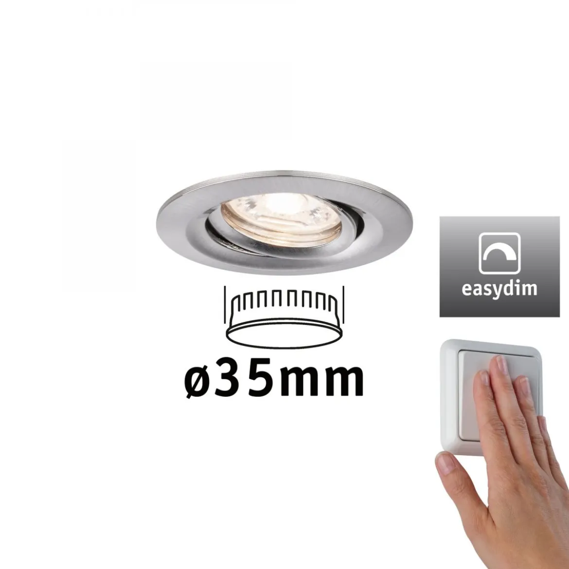 Paulmann No. 92972 Einbauleuchte Nova mini Plus EasyDim schwenkbar 4,2W 2.700K Eisen gebürstet