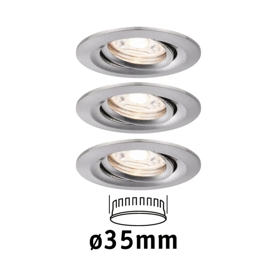 Paulmann No. 94295 Einbauleuchte Nova mini schwenkbar 3x4W 2.700K Eisen gebürstet 230V