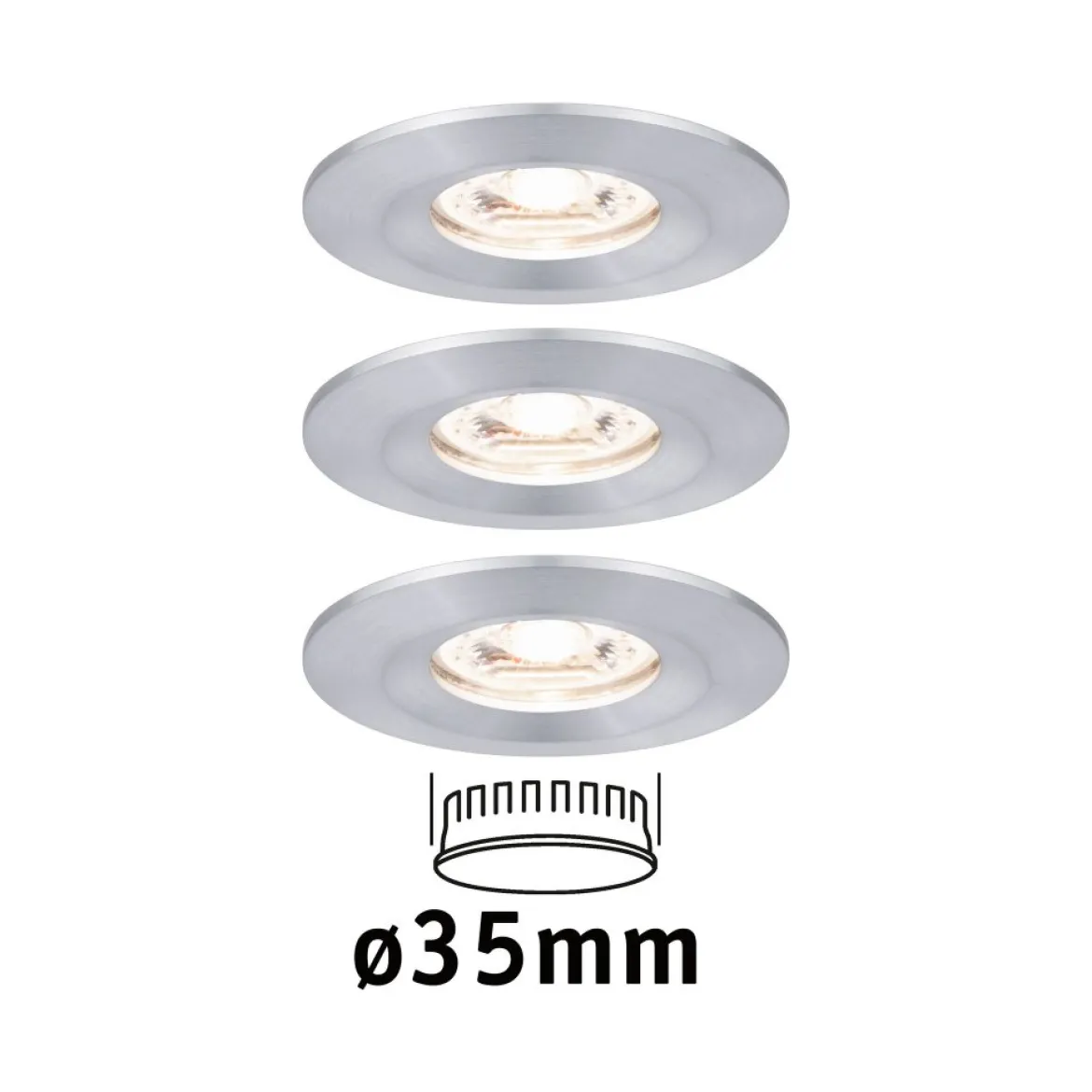 Paulmann No. 94305 Einbauleuchte Nova mini starr IP44 3x4W 2.700K Alu gedreht 230V