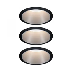Paulmann No. 93408 Einbauleuchten Set LED Cole Silber Schwarz 3-Step dimmbar 2700K