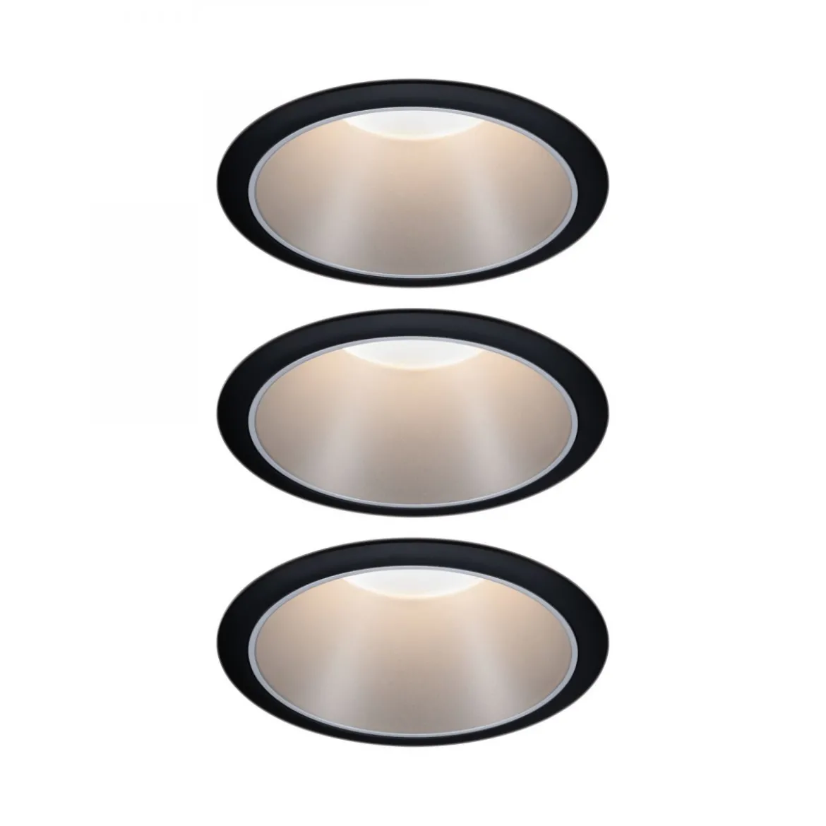 Paulmann No. 93408 Einbauleuchten Set LED Cole Silber Schwarz 3-Step dimmbar 2700K