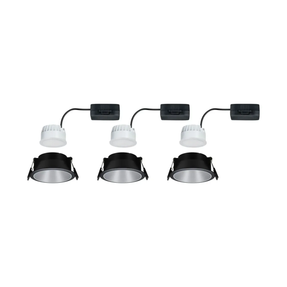Paulmann No. 93408 Einbauleuchten Set LED Cole Silber Schwarz 3-Step dimmbar 2700K