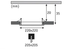 Paulmann No. 92078 Einbaupanel LED eckig 18W 4000K Chrom matt IP44 spritzwassergeschützt