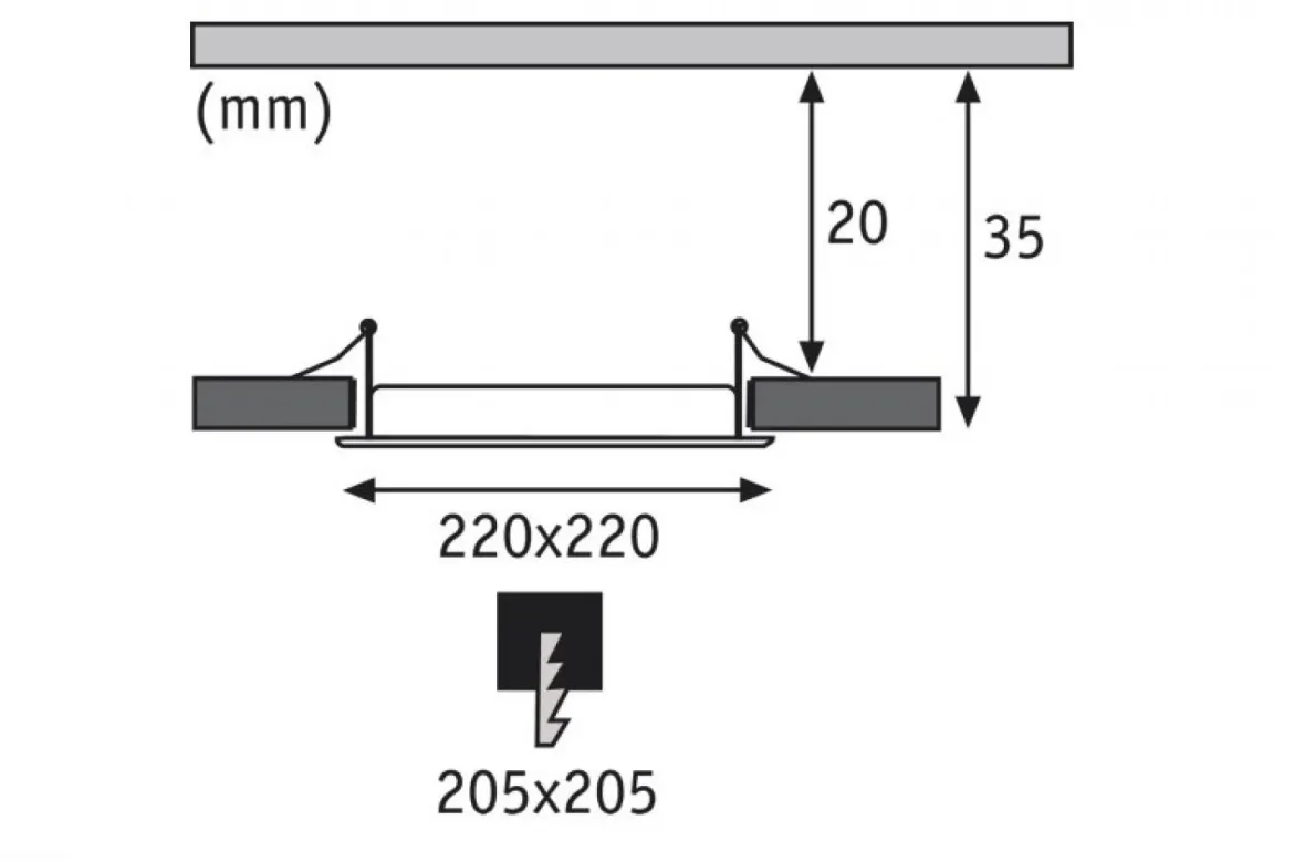 Paulmann No. 92078 Einbaupanel LED eckig 18W 4000K Chrom matt IP44 spritzwassergeschützt