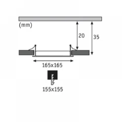 Paulmann No. 92080 Einbaupanel LED eckig 12W 2700K Chrom matt IP44 spritzwassergeschützt