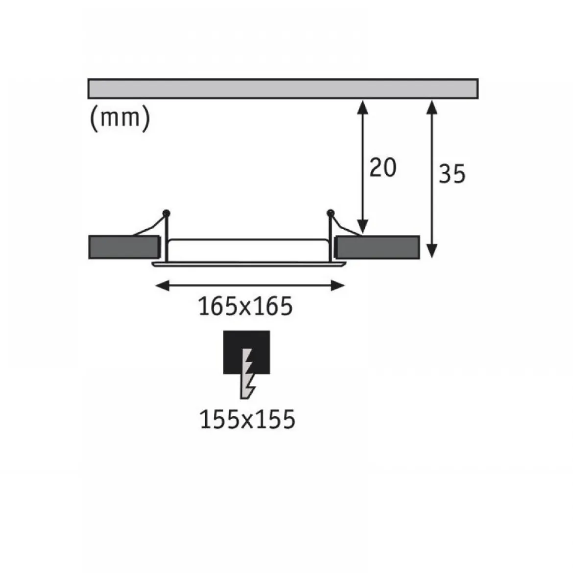 Paulmann No. 92080 Einbaupanel LED eckig 12W 2700K Chrom matt IP44 spritzwassergeschützt
