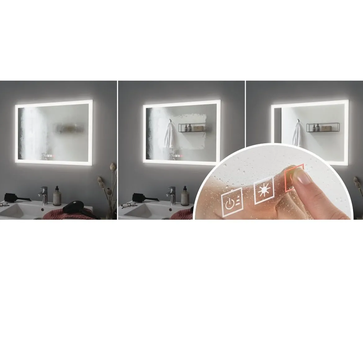 Paulmann No. 78951 HomeSpa LED Leuchtspiegel Mirra eckig IP44 21W WhiteSwitch