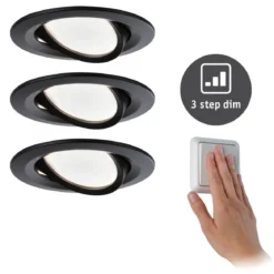 Paulmann No. 94472 LED Einbauleuchte Nova rund 3x6W schwarz schwenkbar dimmbar IP23
