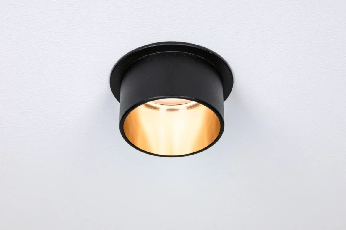 Paulmann No. 93378 LED Einbauleuchte Gil 6W IP44 2700K Schwarz Gold 3-Stufen dimmbar
