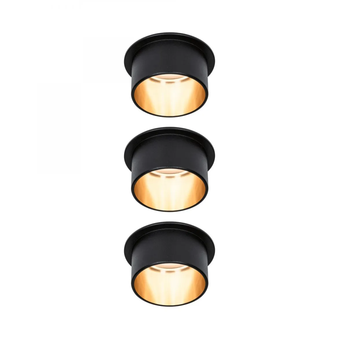 Paulmann No. 93379 LED Einbauleuchten Set Gil 6W IP44 2700K Schwarz Gold 3-Stufen dimmbar