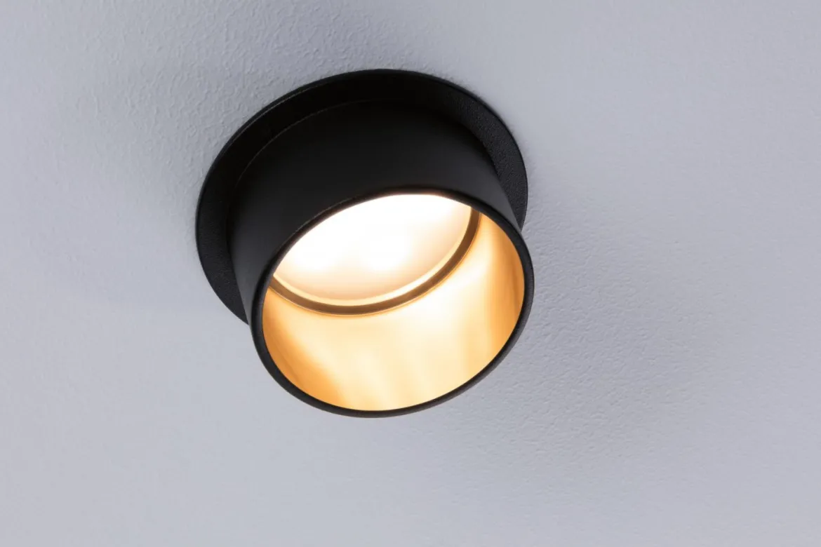 Paulmann No. 93379 LED Einbauleuchten Set Gil 6W IP44 2700K Schwarz Gold 3-Stufen dimmbar