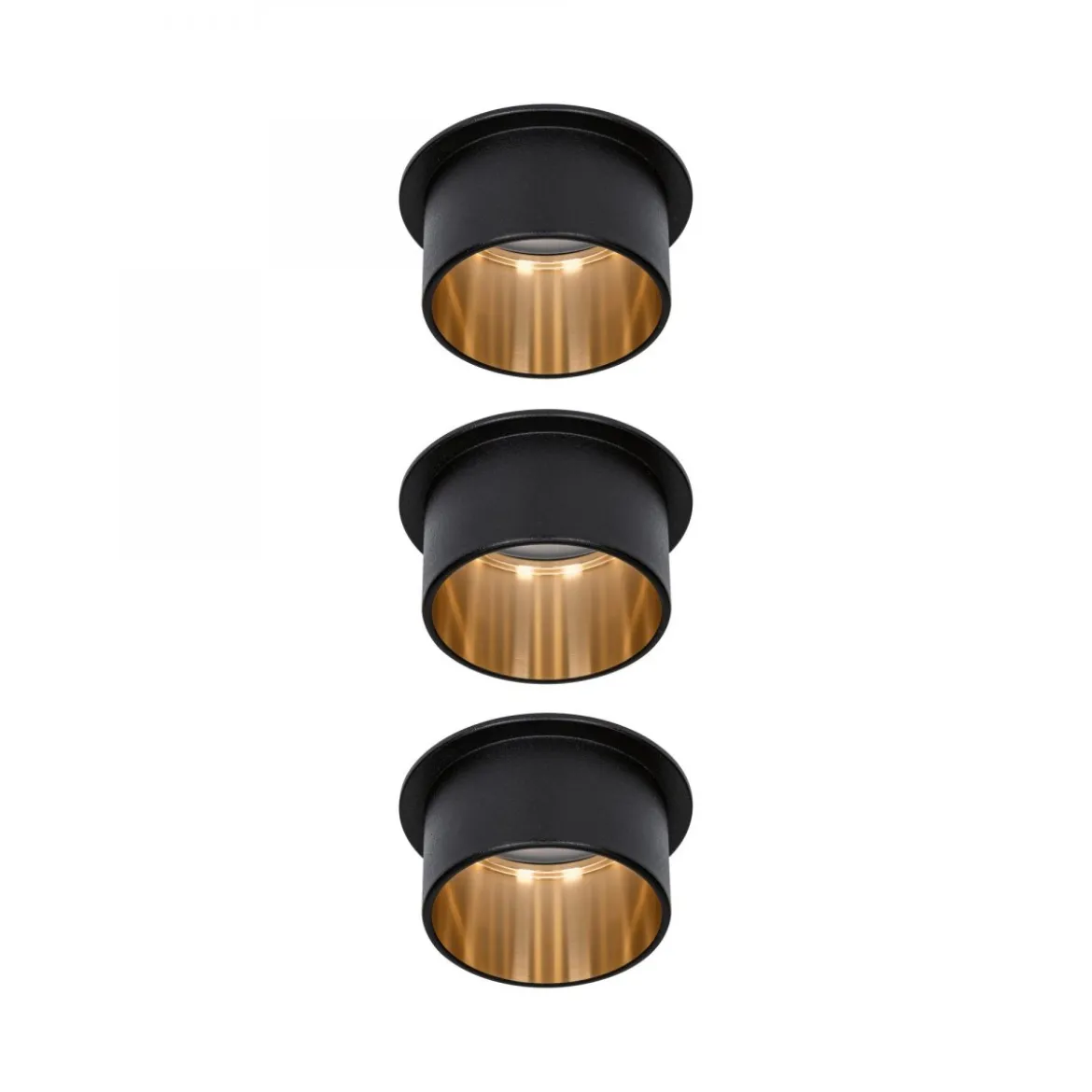 Paulmann No. 93379 LED Einbauleuchten Set Gil 6W IP44 2700K Schwarz Gold 3-Stufen dimmbar