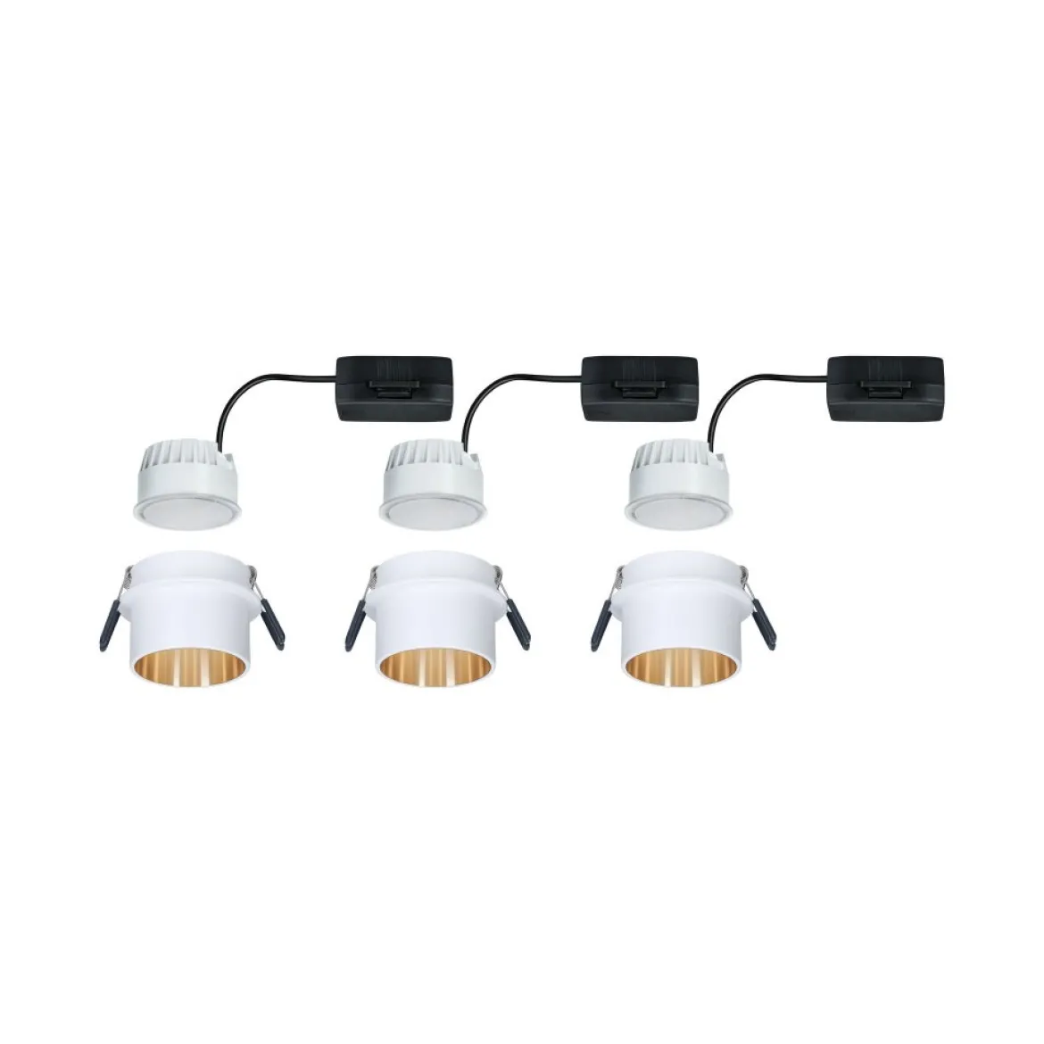 Paulmann No. 93381 LED Einbauleuchten Set Gil 6W IP44 2700K Weiß Gold 3-Stufen dimmbar