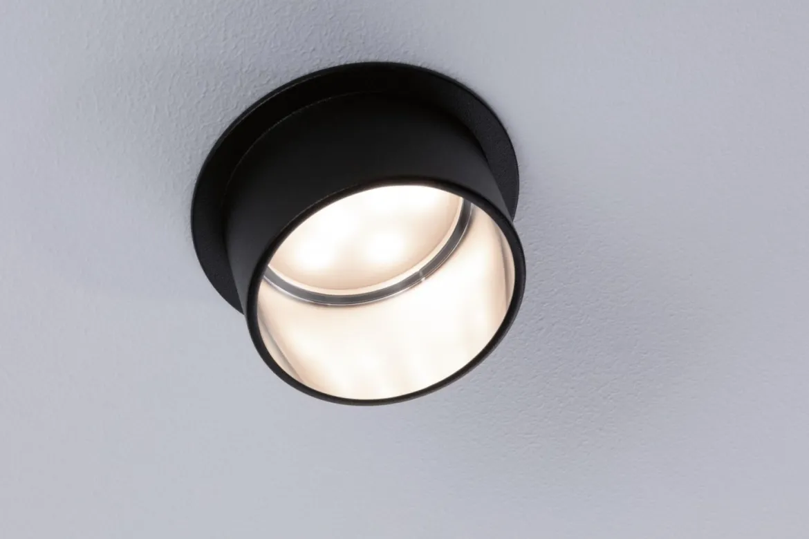 Paulmann No. 93382 LED Einbauleuchte Gil 6W IP44 2700K Schwarz Eisen 3-Stufen dimmbar