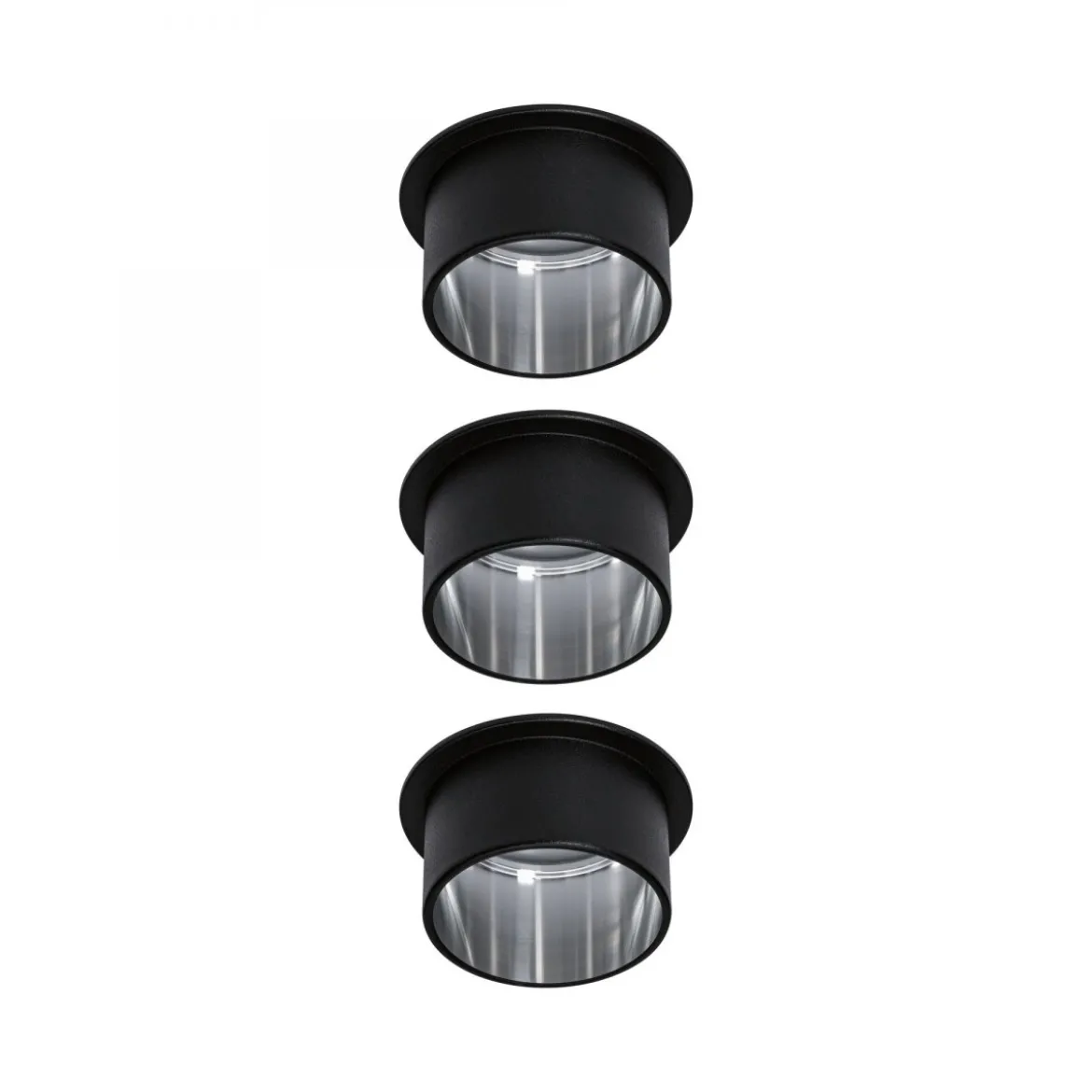 Paulmann No. 93383 LED Einbauleuchten Set Gil 6W IP44 2700K Schwarz Eisen gebürstet 3-Step dimmbar