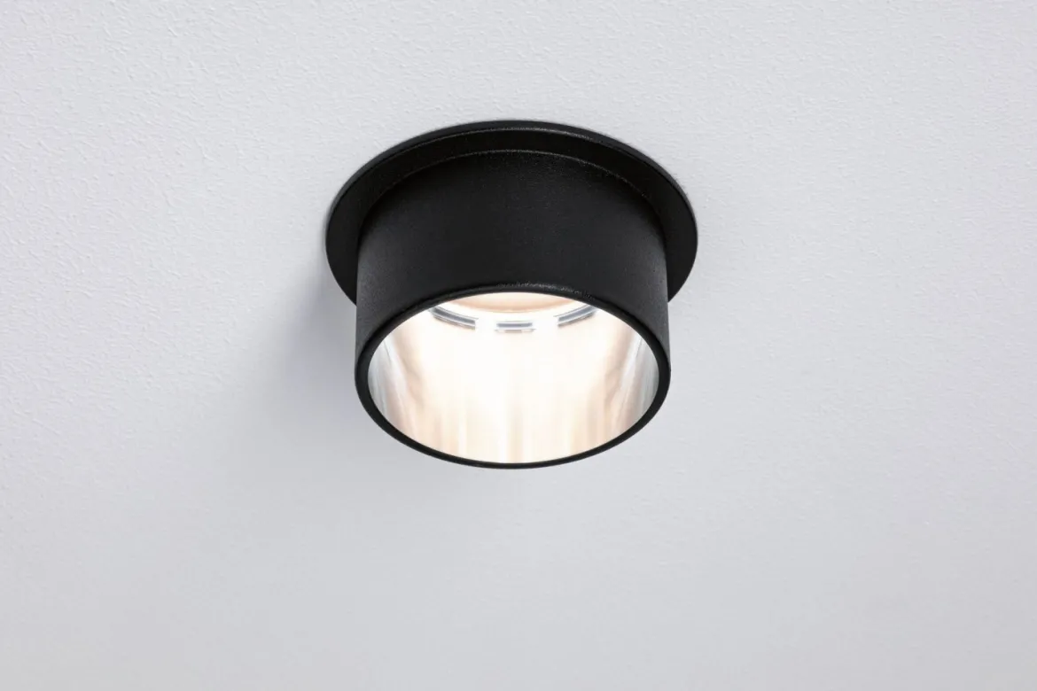 Paulmann No. 93383 LED Einbauleuchten Set Gil 6W IP44 2700K Schwarz Eisen gebürstet 3-Step dimmbar