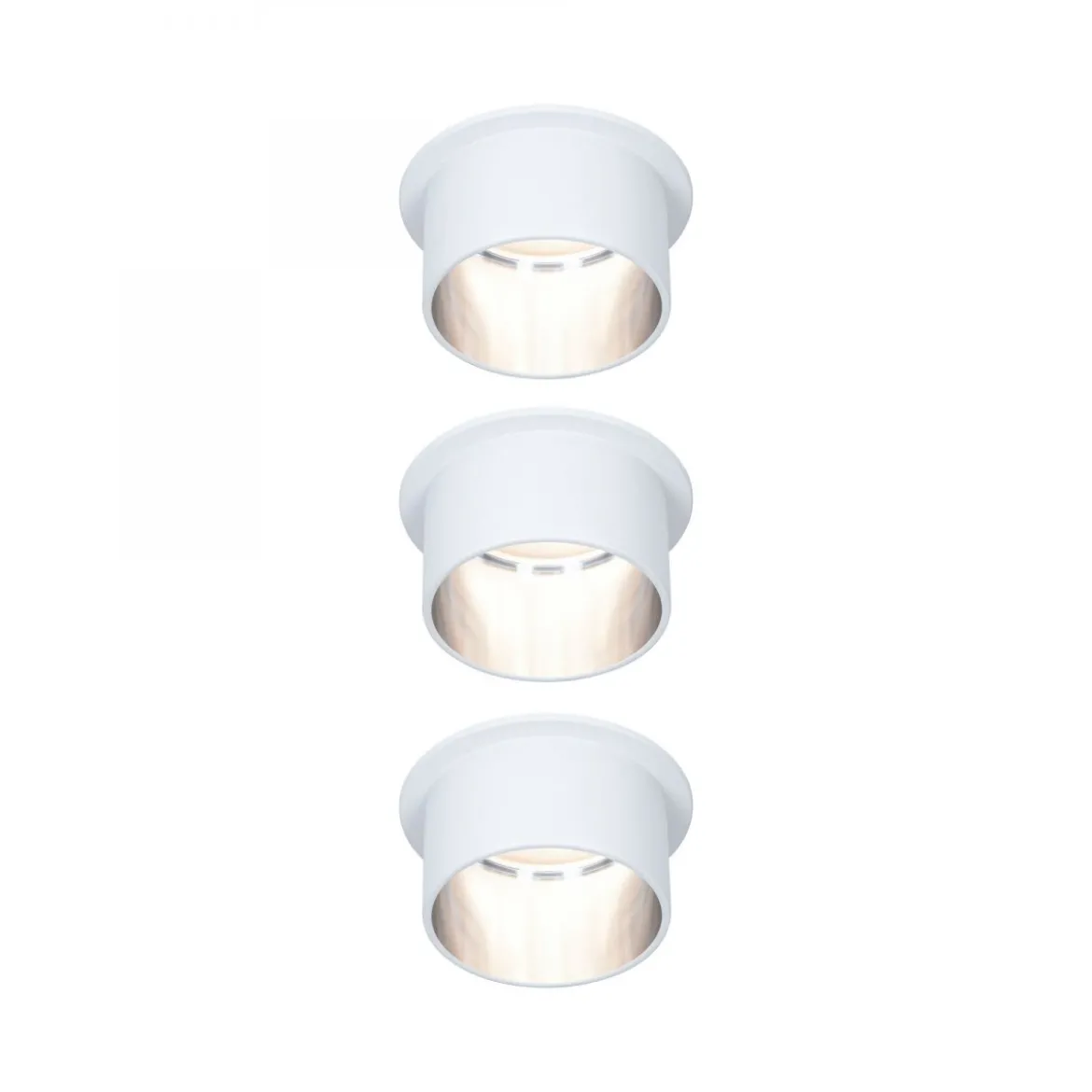 Paulmann No. 93385 LED Einbauleuchten Set Gil 6W IP44 2700K Weiß Eisen gebürstet 3-Step dimmbar