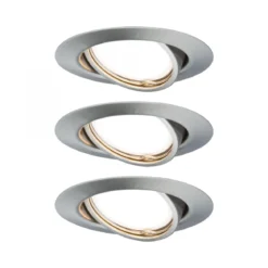 Paulmann No. 93420 LED Einbauleuchten Set Base schwenkbar, 3 x 5W Eisen gebürstet