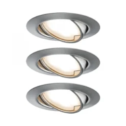 Paulmann No. 93421 LED Einbauleuchten Set Base Coin schwenkbar, 3 x 5W Eisen gebürstet