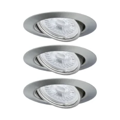 Paulmann No. 93424 LED Einbauleuchten Set Base schwenkbar, 3 x 5W GU10 Eisen gebürstet
