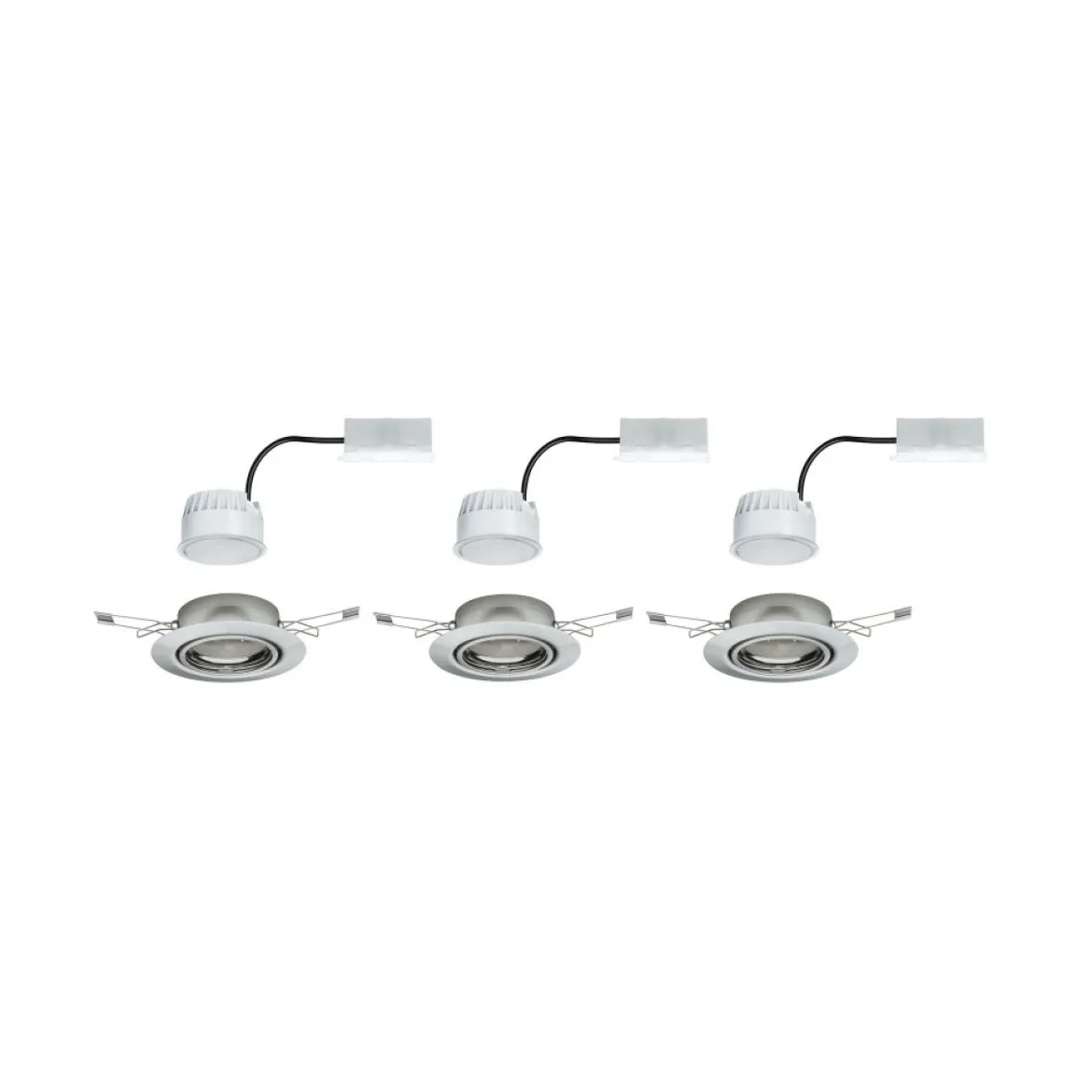 Paulmann No. 93425 LED Einbauleuchten Set Base Coin schwenkbar, 3 x 5W Eisen gebürstet dimmbar