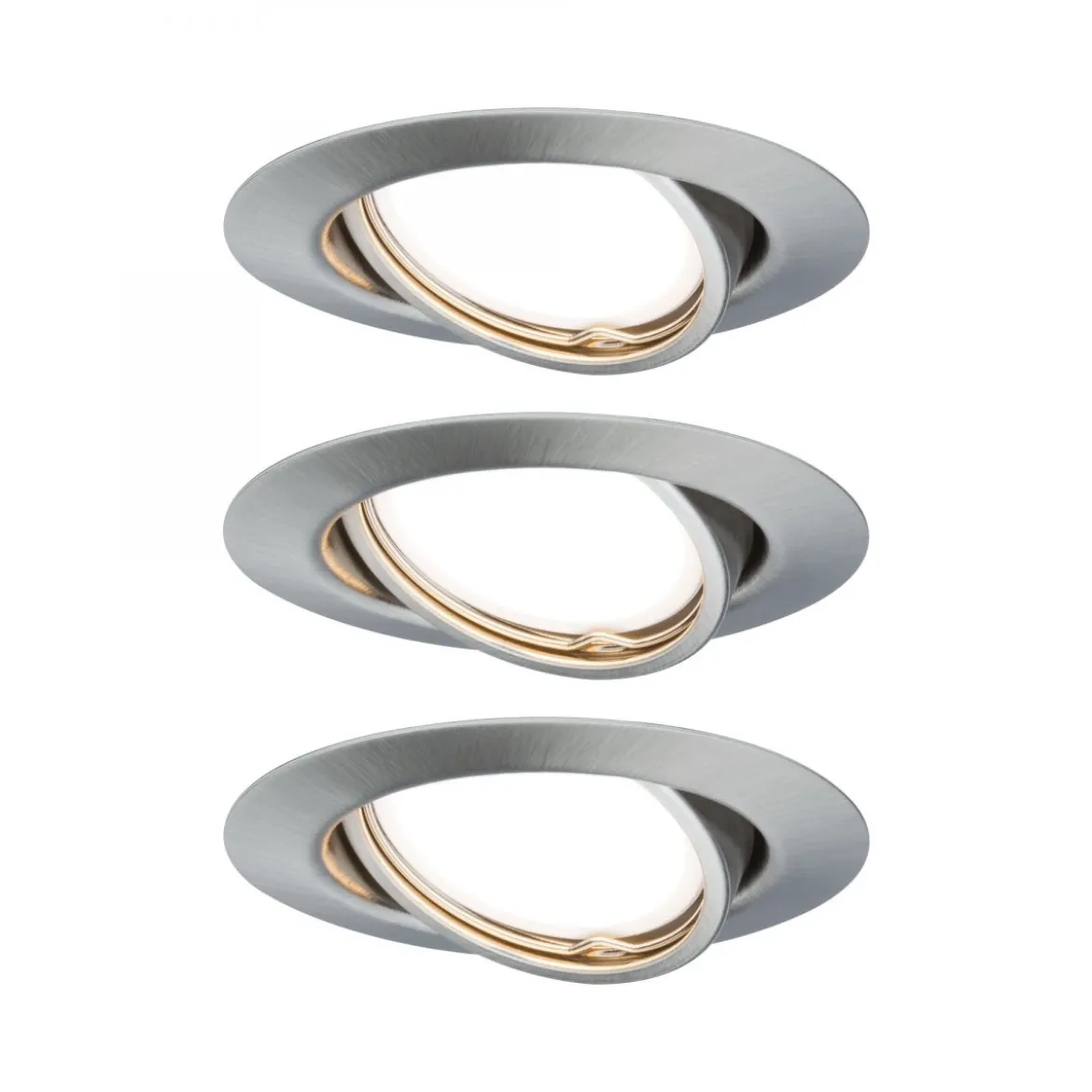Paulmann No. 93425 LED Einbauleuchten Set Base Coin schwenkbar, 3 x 5W Eisen gebürstet dimmbar