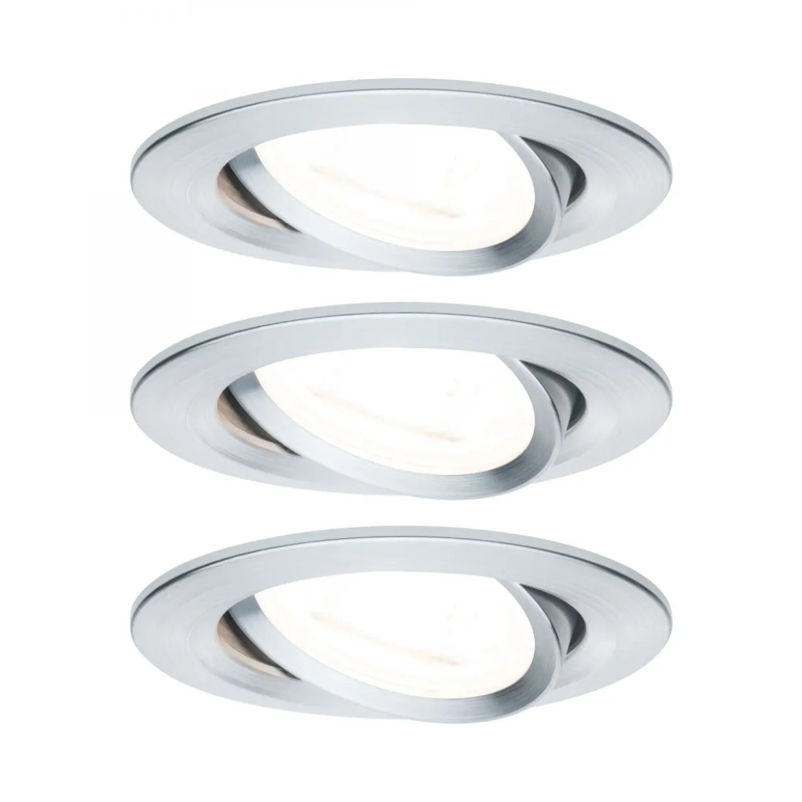 Paulmann No. 93433 LED Einbauleuchten Nova rund 6,5W GU10 Alu 3er-Set schwenkbar