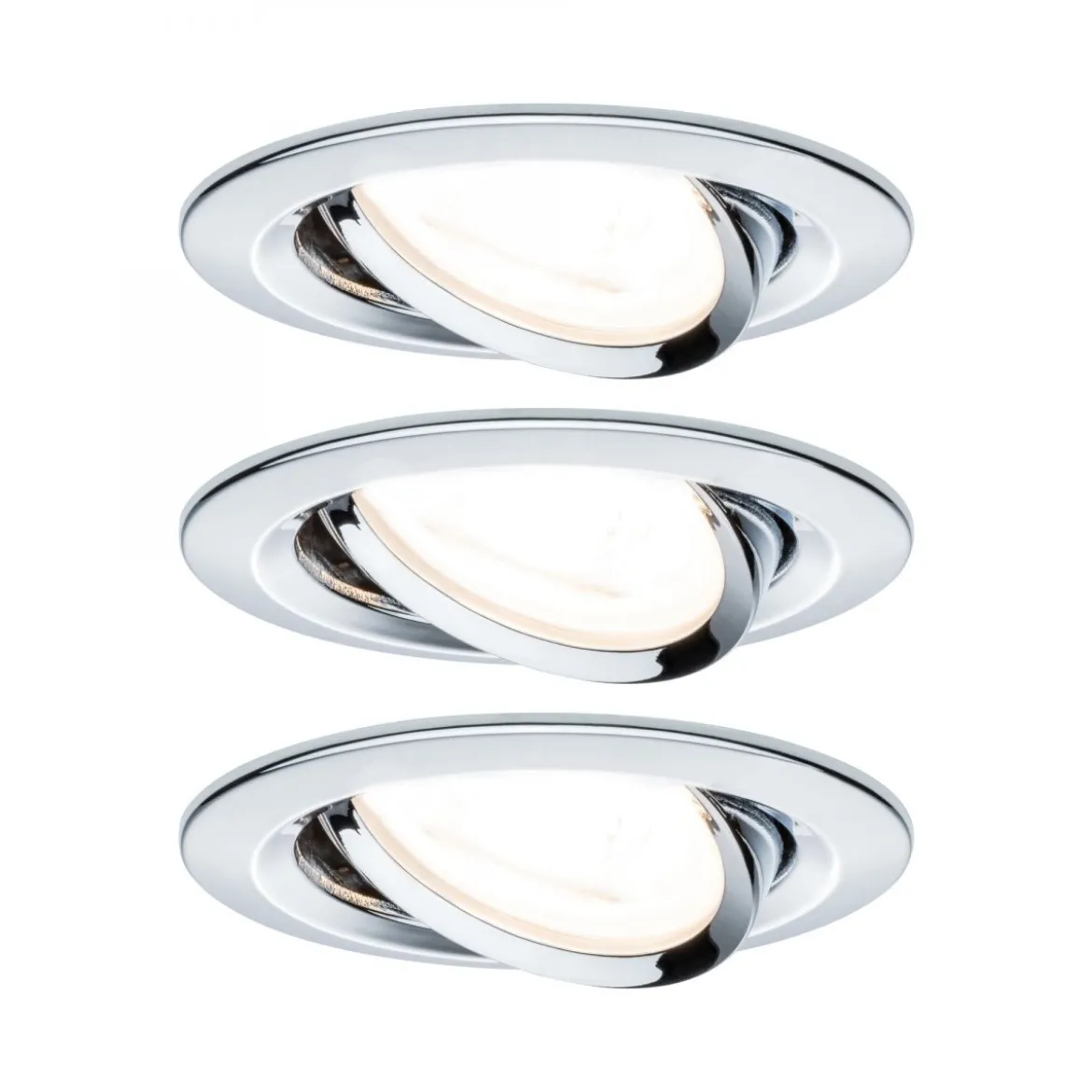 Paulmann No. 93434 LED Einbauleuchten Nova rund 6,5W GU10 Chrom 3er-Set schwenkbar