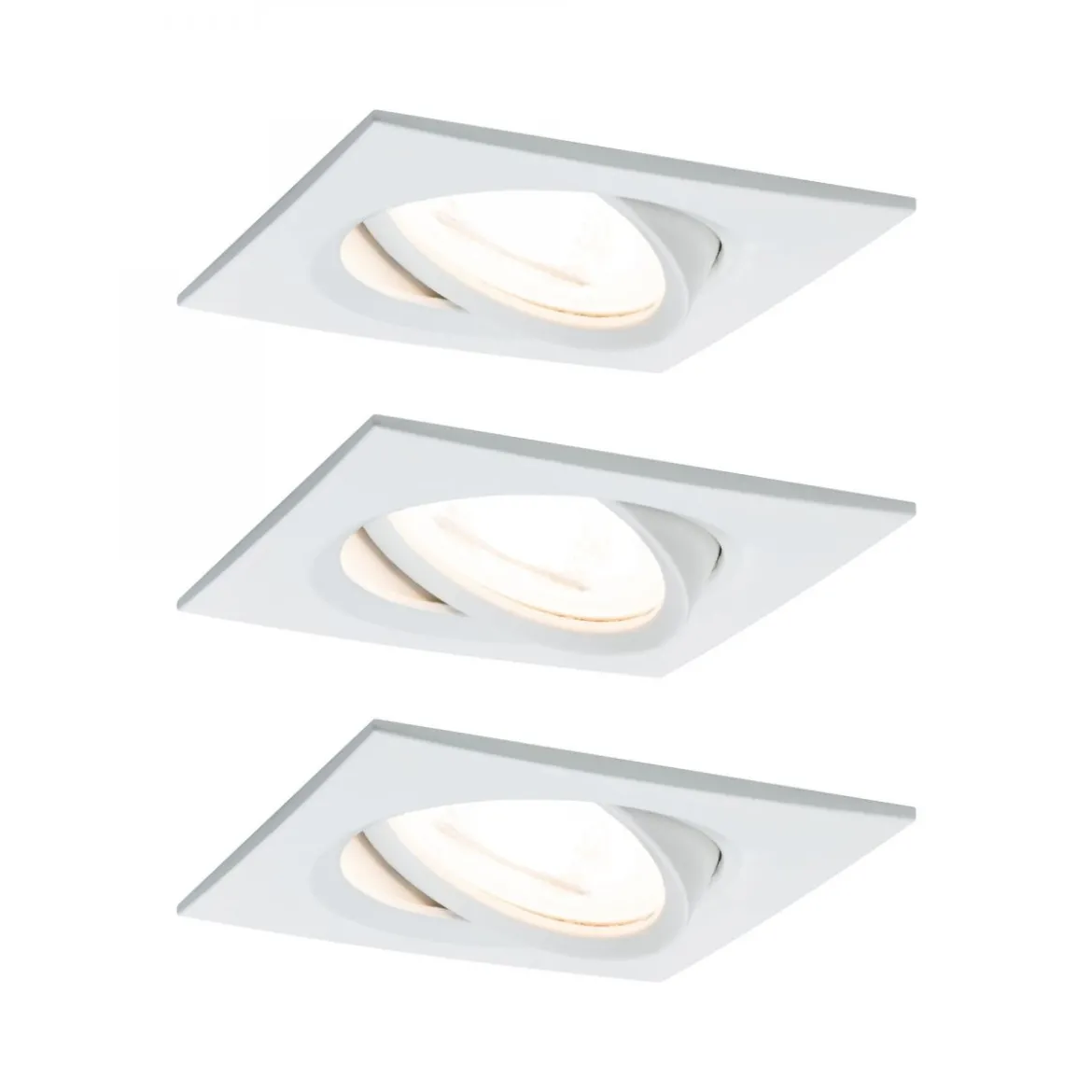 Paulmann No. 93436 LED Einbauleuchte Nova eckig 6,5W GU10 Weiß matt 3er-Set schwenkbar