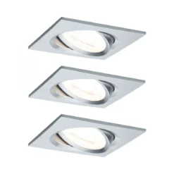 Paulmann No. 93438 LED Einbauleuchte Nova eckig 6,5W GU10 Alu 3er-Set schwenkbar