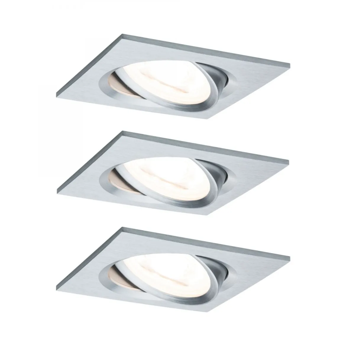 Paulmann No. 93438 LED Einbauleuchte Nova eckig 6,5W GU10 Alu 3er-Set schwenkbar