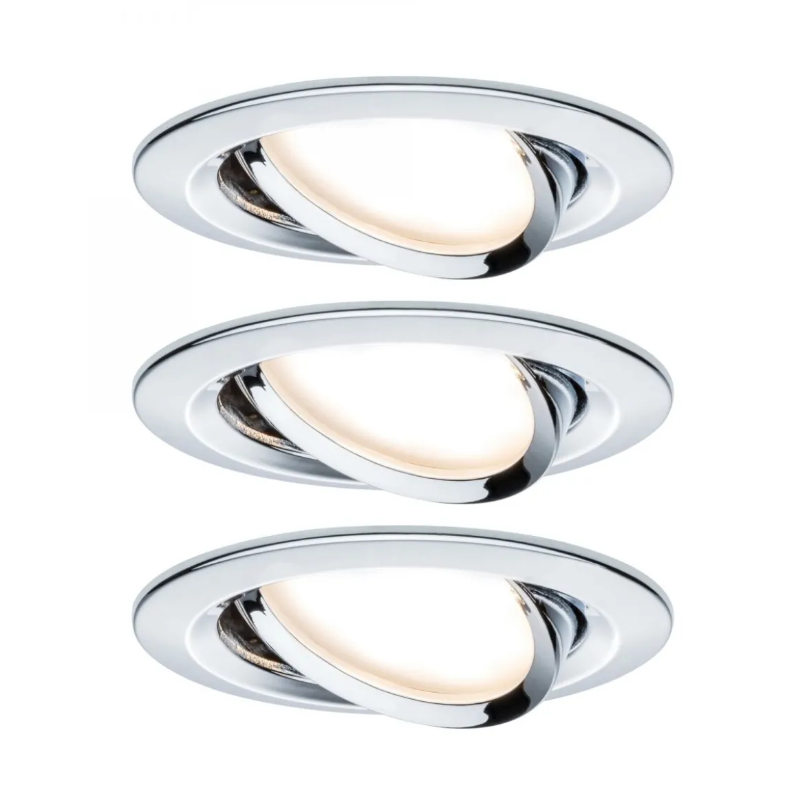 Paulmann No. 93470 LED Einbauleuchten Nova rund 6,5W GU10 Chrom 3er-Set dimmbar