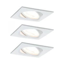 Paulmann No. 93472 LED Einbauleuchte Nova eckig 6,5W GU10 Weiß matt 3er-Set dimmbar
