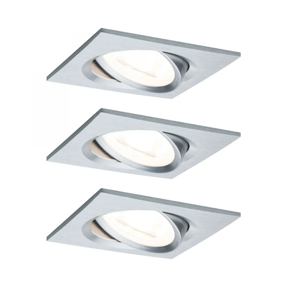 Paulmann No. 93474 LED Einbauleuchte Nova eckig 6,5W GU10 Alu 3er-Set dimmbar