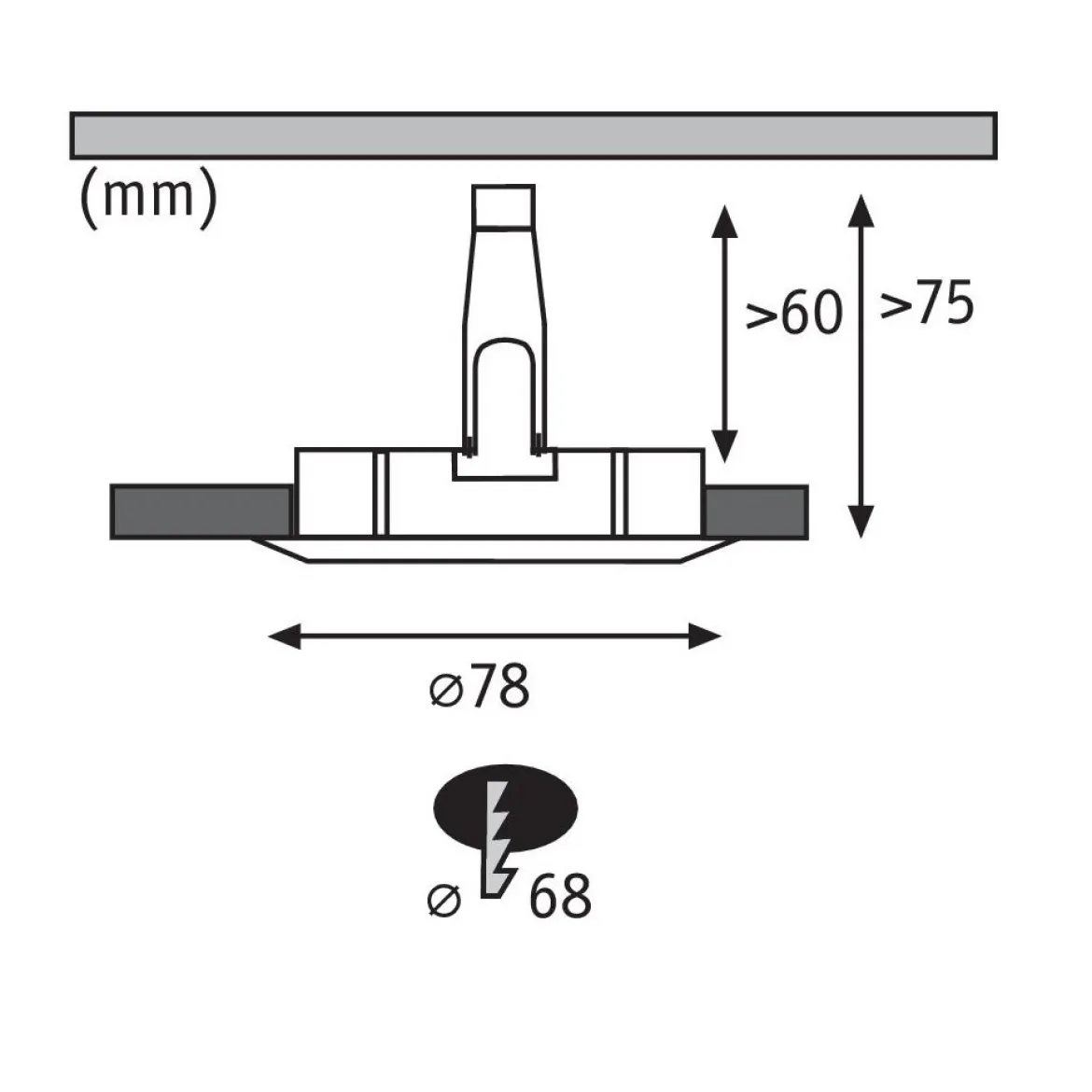 Paulmann No. 93475 LED Einbauleuchte Nova rund 6,5W GU10 Eisen 1er-Set IP44 dimmbar