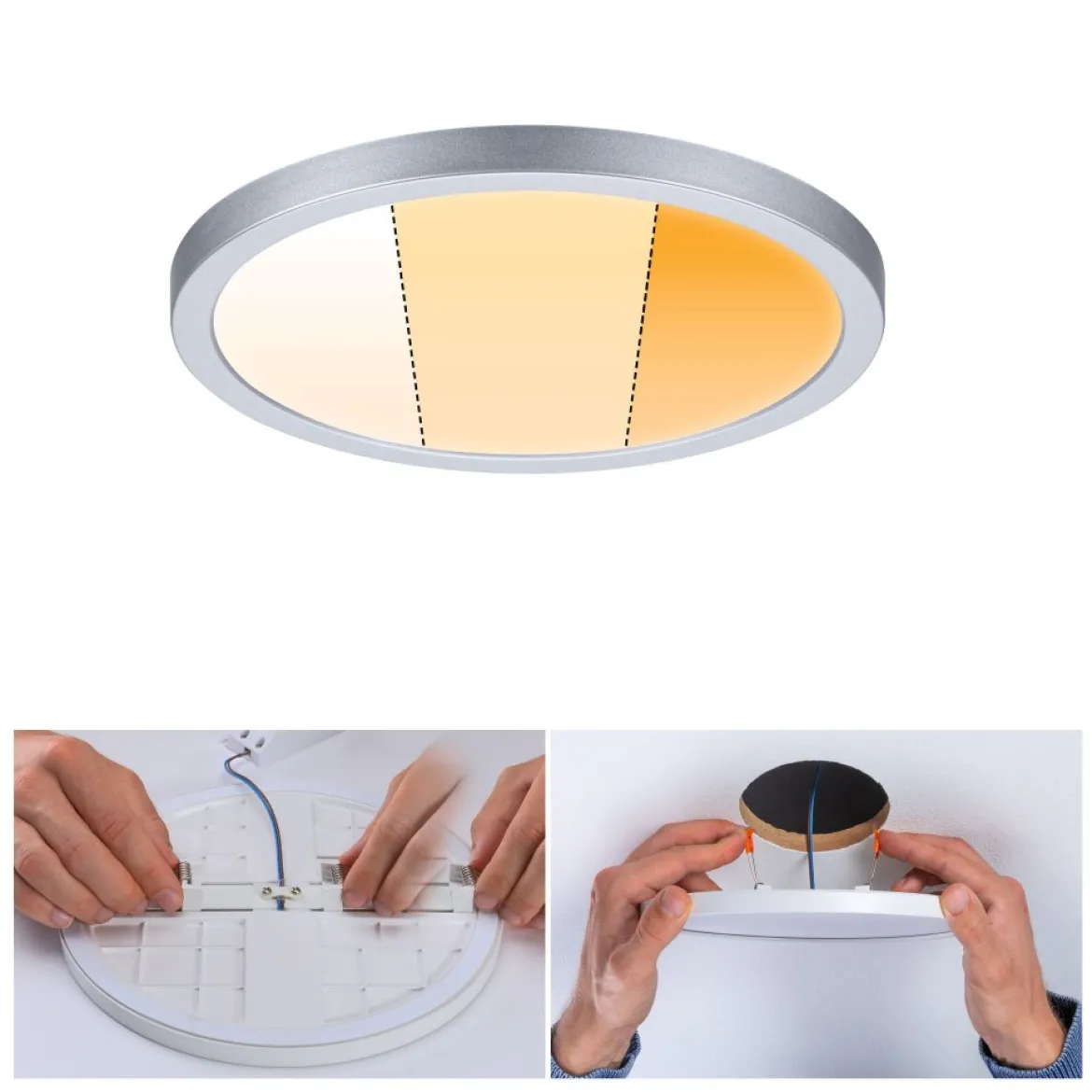 Paulmann No. 92991 LED Einbaupanel Areo VariFit IP44 rund 175mm Chrom matt WarmDim-Stepschaltung