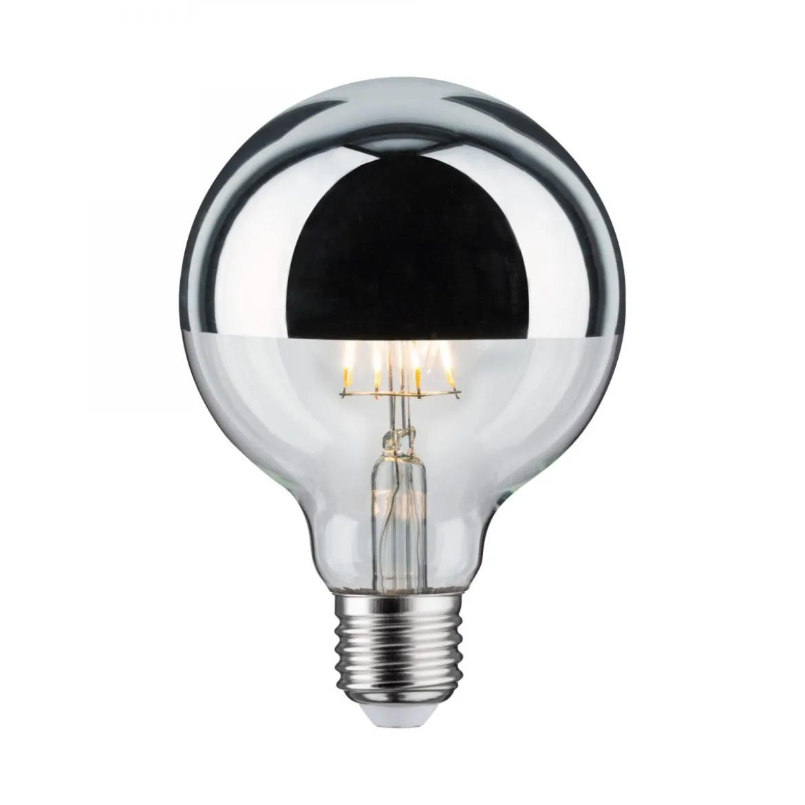 Paulmann No. 28673 LED Globe 95 6,5W E27 Kopfspiegel Silber Warmweiß dimmbar