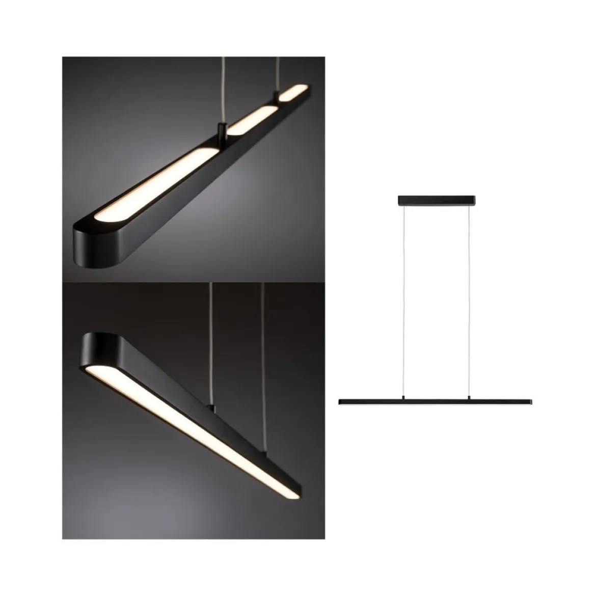 Paulmann No. 79693 LED Pendelleuchte Lento Schwarz dimmbar höhenverstellbar