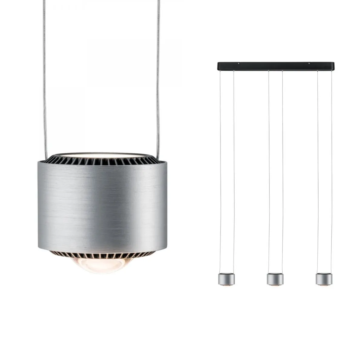 Paulmann No. 79720 LED Pendelleuchte Aldan 3x9 W dimmbar Schwarz Alu gebürstet