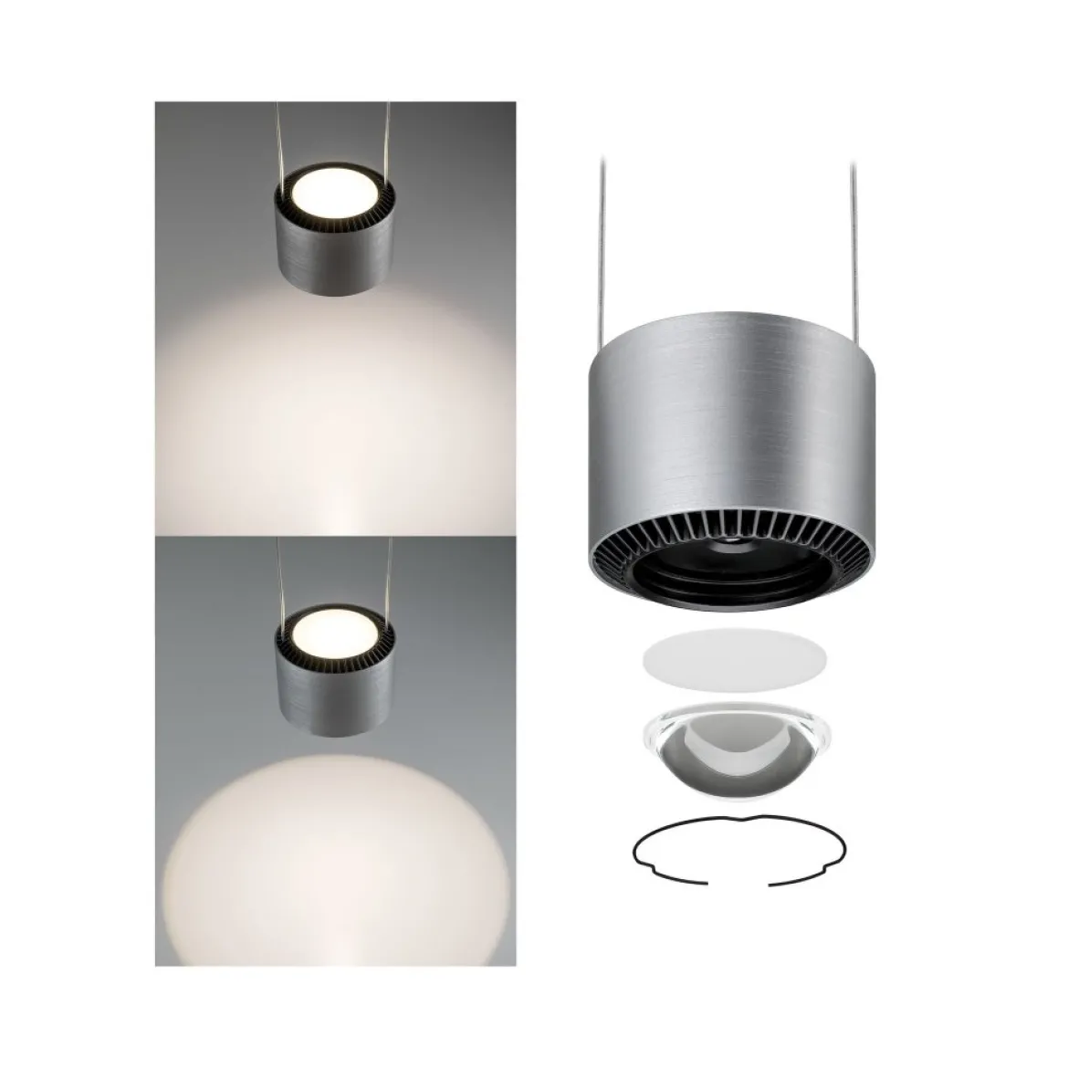 Paulmann No. 79720 LED Pendelleuchte Aldan 3x9 W dimmbar Schwarz Alu gebürstet