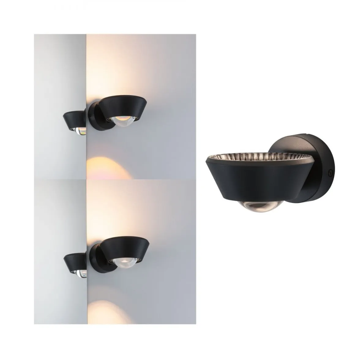 Paulmann No. 79769 LED Wandleuchte Sabik Schwarz dimmbar IP44