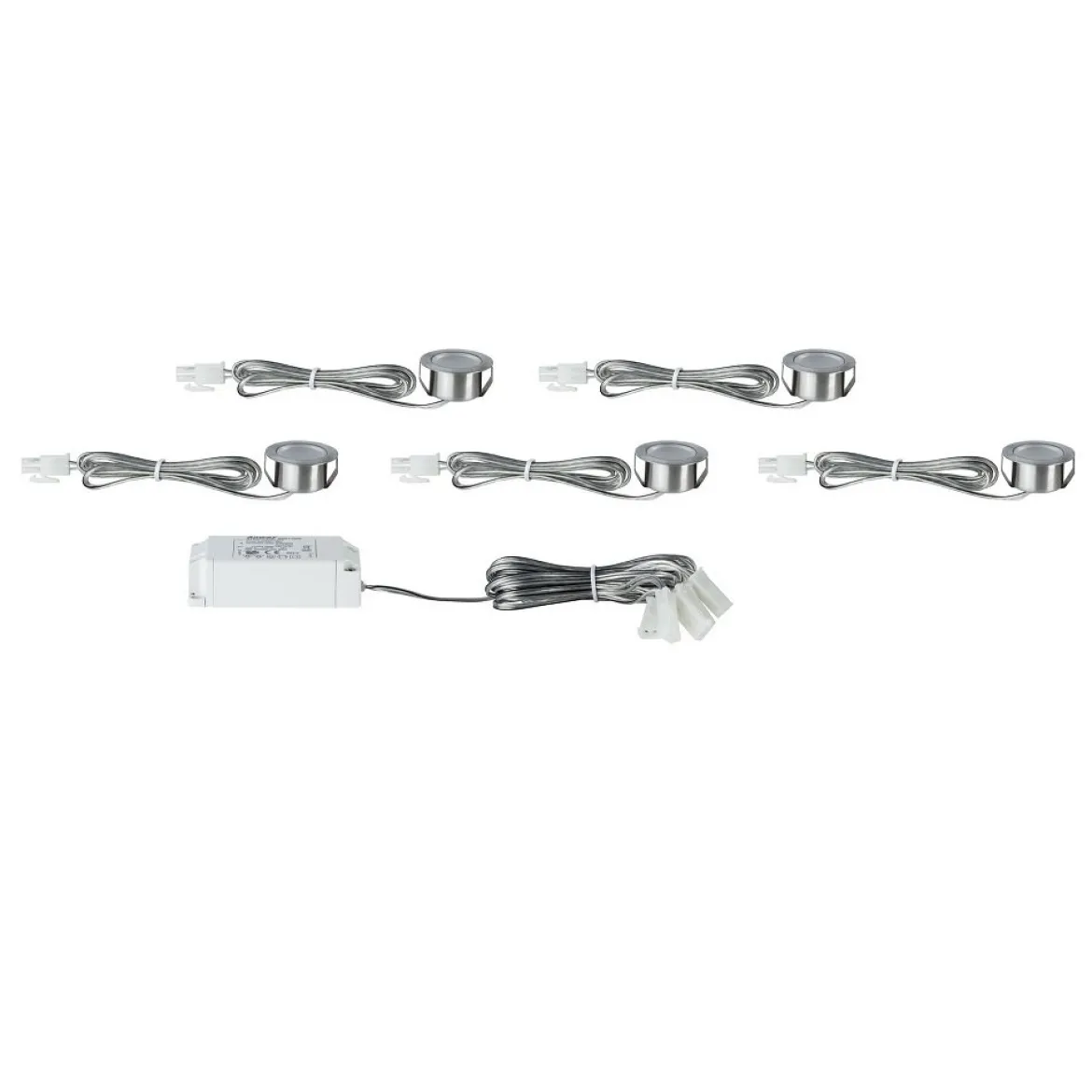 Paulmann No. 93586 Möbeleinbauleuchten-Set Micro Line Mini Eisen gebürstet 5er Set