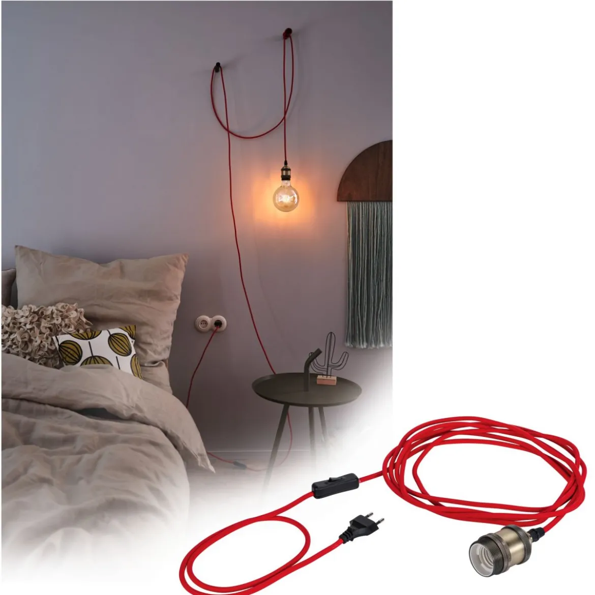 Paulmann No. 79770 Pendelleuchte Neordic Eldar inkl. Eurostecker E27 max.20W Rot Brüniert