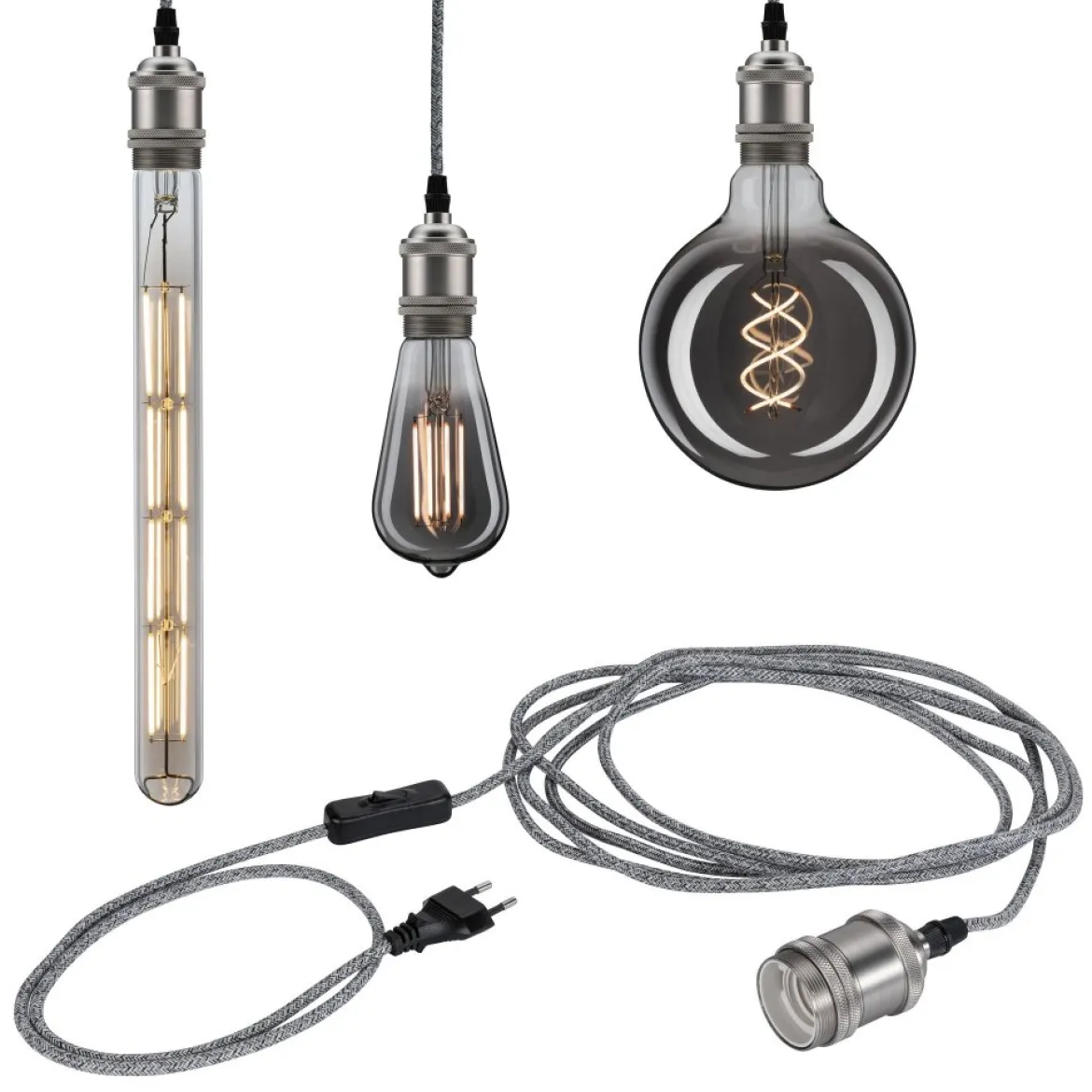 Paulmann No. 79771 Pendelleuchte Neordic Eldar inkl. Eurostecker E27 max.20W Grau Nickel